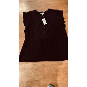 STYLE & CO BLACK EYELET HOBO TOP WOMENS SIZE XL NEW